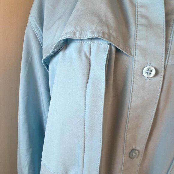 World Wide Sportsman Men's Fishing Shirt XL Long Sleeve Solid Blue Pockets Fish - Picture 5 of 13